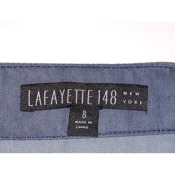 Lafayette 148 Womens Jacket Blue Ruched Utility Buckle Crew Neck Full Zip Size 8 - Picture 8 of 15